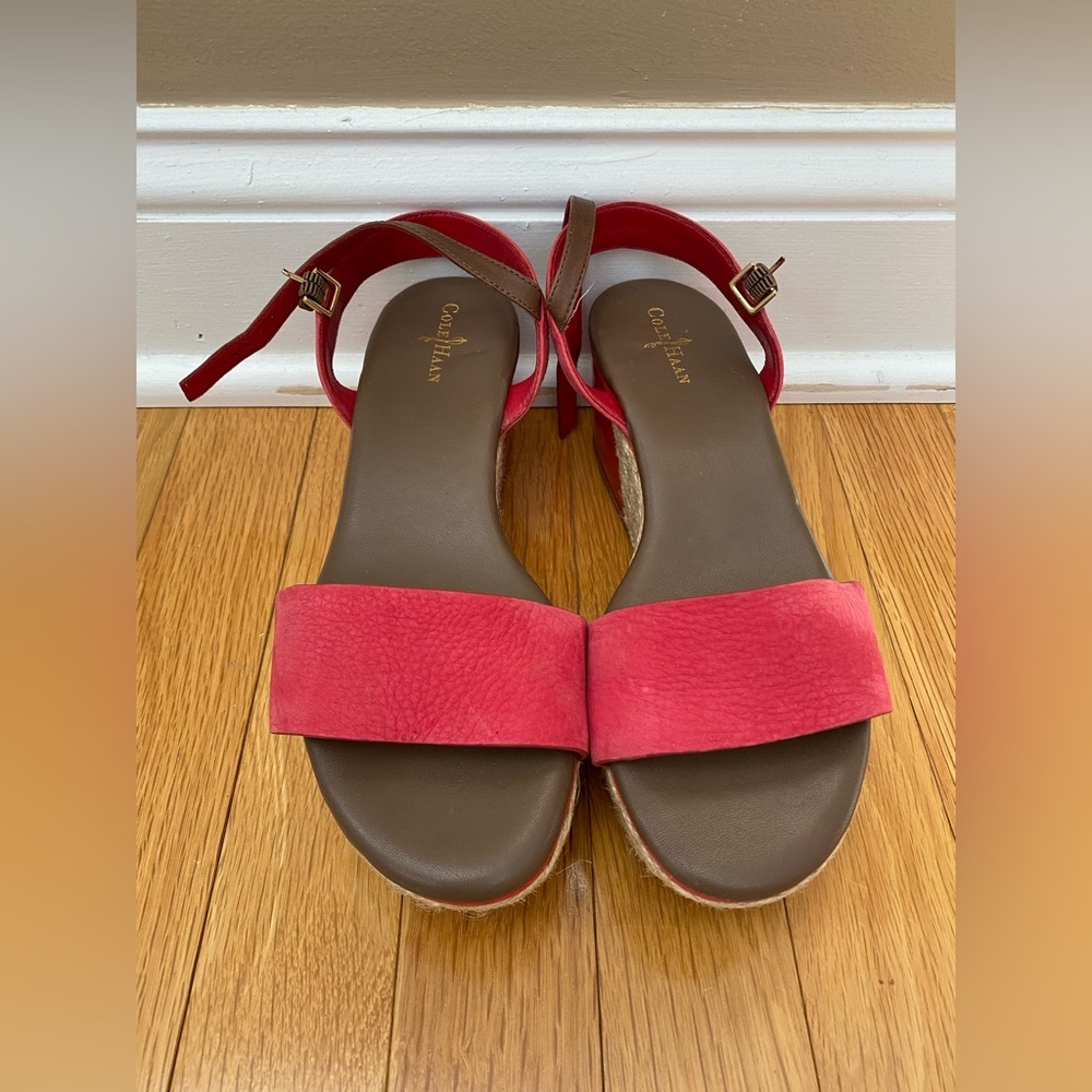 Cole Haan red and brown platform sandals size 6.5